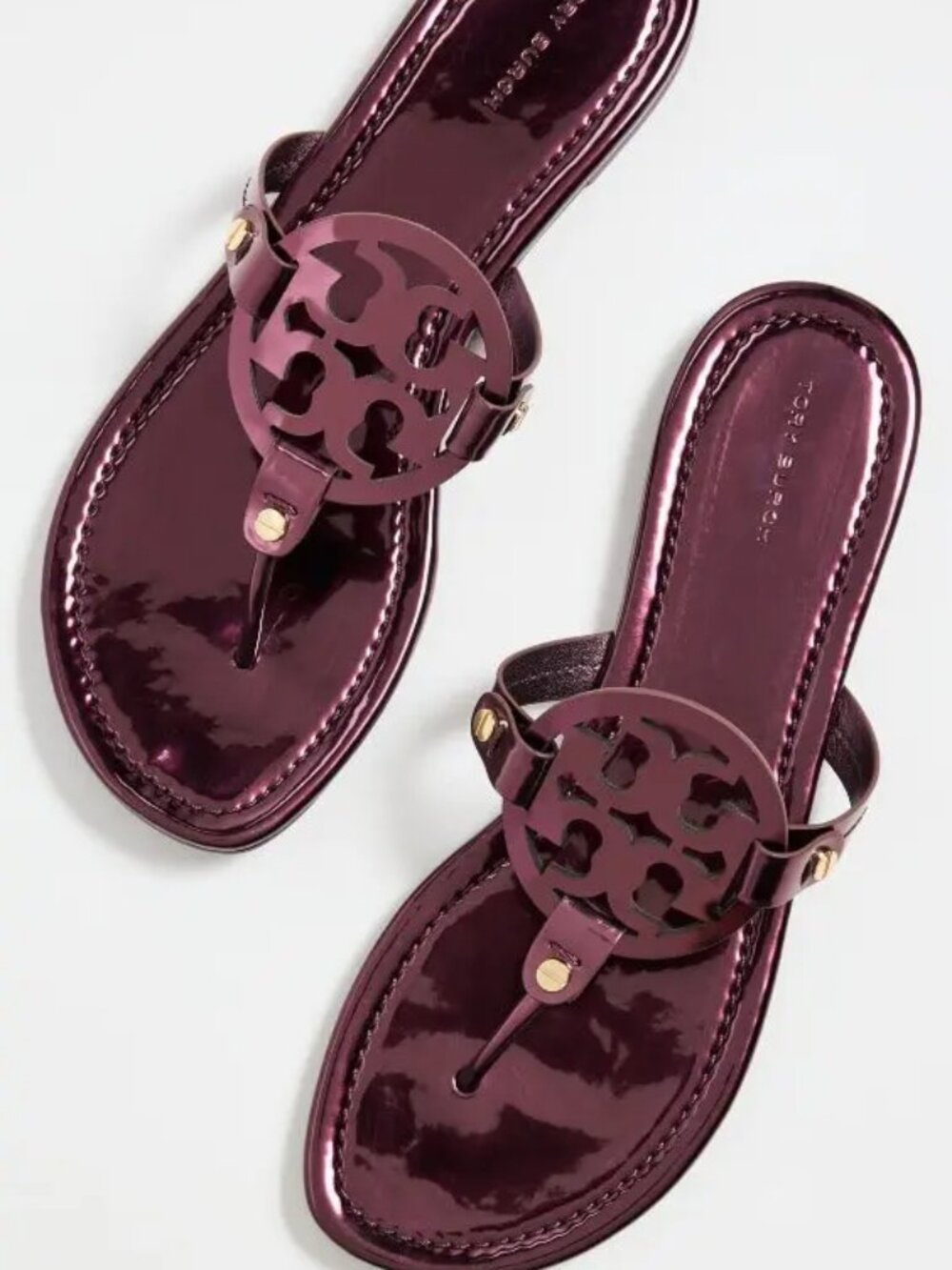 Tory Burch Miller Sandals Metallic Merlot Size 9